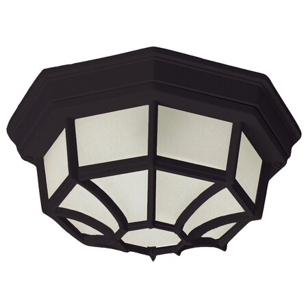 Maxim Two Light Black Frosted Glass Outdoor Flush Mount 1020BK